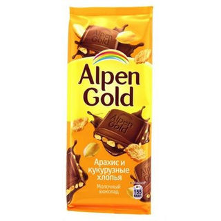Шоколад Альпен Голд молочный арахис и кукурузные хлопья 85г